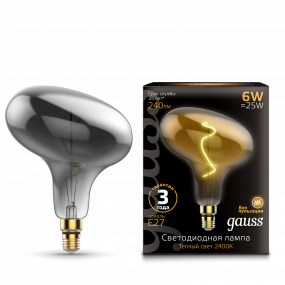 Лампа Gauss Filament FD180 6W 240lm 2400К Е27 gray flexible LED 1/6