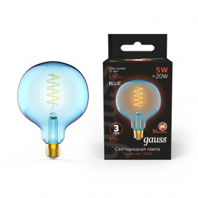 Лампа Gauss Filament G125 5W 190lm 1800К Е27 sky blue flexible LED 1/10