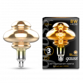 Лампа Gauss Filament BD160 8W 330lm 2400К Е27 gray flexible LED 1/6