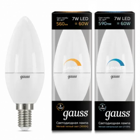 103101107-D Лампа Gauss LED Candle-dim E14 7W 3000К диммируемая