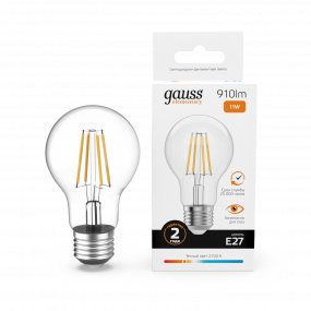 Лампа Gauss Filament Elementary А60 11W 910lm 2700К Е27 LED 1/10/50