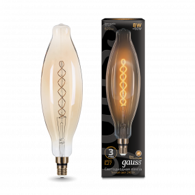 Лампа Gauss Filament BT120 8W 620lm 2400К Е27 golden flexible LED 1/10