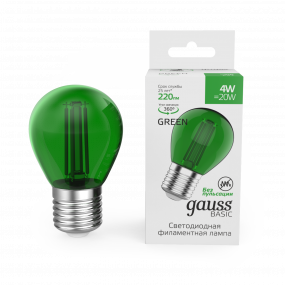 Лампа Gauss Basic Filament Шар 4W 220lm Е27 green LED 1/10/50