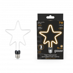 Лампа Gauss Filament Artline Star 7W 580lm 2700К Е27 milky LED 1/10/100