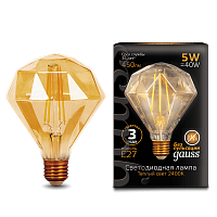 147802005 Лампа Gauss LED Filament Diamond E27 5W Golden 2400K