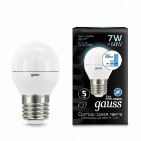 105102207-S Лампа Gauss LED Globe E27 7W 4100K step dimmable
