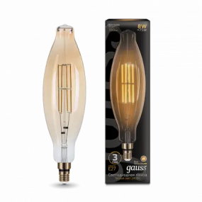 155802008 Лампа Gauss Led Vintage Filament BT120 8W E27 120*420mm Golden 2400K