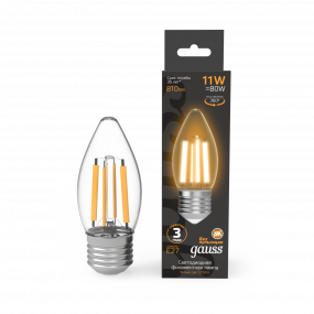 Лампа Gauss Filament Свеча 11W 810lm 2700К Е27 LED 1/10/50