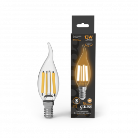 Лампа Gauss Filament Свеча на ветру 13W 1100lm 2700К Е14 LED 1/10/50