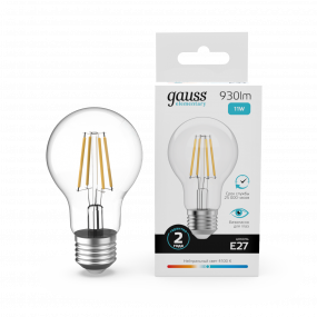 Лампа Gauss Filament Elementary А60 11W 930lm 4100К Е27 LED 1/10/50