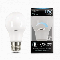 102502211-D Лампа Gauss LED A60-dim E27 11W 4100К диммируемая