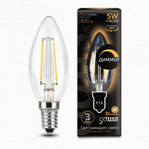 103801105-D Лампа Gauss LED Filament Candle dimmable E14 5W 2700К