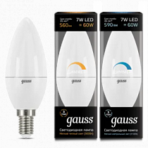 103101107-D Лампа Gauss LED Candle-dim E14 7W 3000К диммируемая