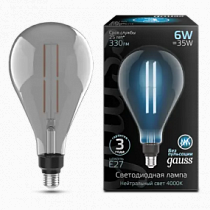 179802205 Лампа Gauss Filament PS160 6W 330lm 4000К Е27 gray straight LED 1/6