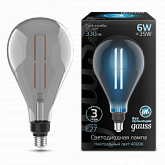 Лампа Gauss Filament PS160 6W 330lm 4000К Е27 gray straight LED 1/6