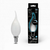 104201209-D Лампа Gauss Filament Свеча на ветру 9W 610lm 4100К Е14 milky диммируемая LED 1/10/50