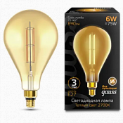 179802118 Лампа Gauss Filament PS160 6W 890lm 2700К Е27 golden straight LED 1/6
