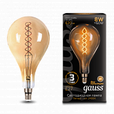 Лампа Gauss Filament А160 8W 620lm 2400К Е27 golden flexible LED 1/6