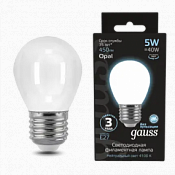 105202205 Лампа Gauss LED Filament Globe OPAL E27 5W 4100K