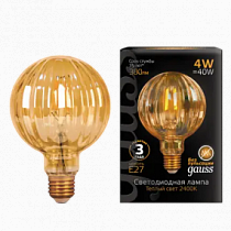 147802004 Лампа Gauss LED Filament G100 Baloon E27 4W Golden 2400K