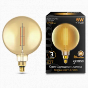 154802118 Лампа Gauss Filament G200 6W 890lm 2700К Е27 golden straight LED 1/6