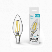 1031215 Лампа Gauss Basic Filament Свеча 4,5W 420lm 4100К Е14 LED 1/10/50
