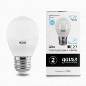 53236 Лампа Gauss LED Elementary Globe 6W E27 6500K