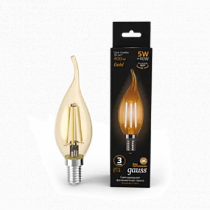 104801005 Лампа Gauss LED Filament Candle tailed E14 5W 2700K Golden