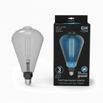 157802205 Лампа Gauss Filament ST164 6W 330lm 4000К Е27 gray straight LED 1/6