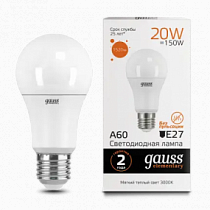 23219 Лампа Gauss LED Elementary A60 20W E27 3000K