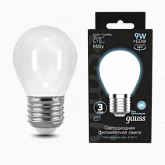 105202209 Лампа Gauss Filament Шар 9W 610lm 4100К Е27 milky LED 1/10/50
