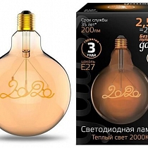 177802003 Лампа Gauss Filament G125 2,5W 200lm 2000К Е27 golden 2020 LED 1/20
