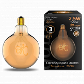 Лампа Gauss Filament G125 2,5W 200lm 2000К Е27 golden OK LED 1/20