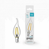 1041125 Лампа Gauss Basic Filament Свеча на ветру 4,5W 420lm 4100К Е14 LED 1/10/50