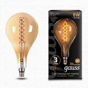 150802008 Лампа Gauss LED Vintage Filament Flexible A160 8W E27 160*300mm Golden 2400K