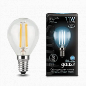 105801211 Лампа Gauss LED Filament Шар E14 11W 750lm 4100K 1/10/50
