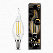 104801105-D Лампа Gauss LED Filament Candle tailed dimmable E14 5W 2700K