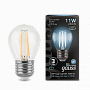 Лампа Gauss Filament Шар 11W 830lm 4100К Е27 LED 1/10/50