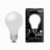 Лампа Gauss Filament А60 10W 860lm 4100К Е27 milky LED 1/10/40