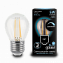 Лампа Gauss Filament Шар 5W 450lm 4100К Е27 диммируемая LED 1/10/50