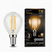105801107 Лампа Gauss LED Filament Globe E14 7W 2700K