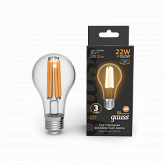 Лампа Gauss Filament А70 22W 2000lm 2700К Е27 LED 1/10/40