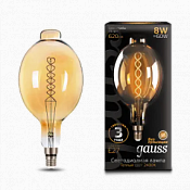 152802008 Лампа Gauss LED Vintage Filament Flexible BT180 8W E27 180*360mm Golden 2400K