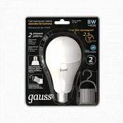 102402208 Лампа Gauss A60 8W 490lm 4100K E27 с Li-Ion аккумулятором LED 1/25