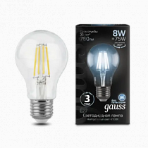102802208 Лампа Gauss LED Filament A60 E27 8W 4100К