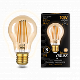 Лампа Gauss Filament А60 10W 820lm 2400К Е27 golden LED 1/10/40