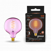 Лампа Gauss Filament G125 5W 190lm 1800К Е27 pink flexible LED 1/10