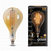 Лампа Gauss Filament А160 8W 780lm 2400К Е27 golden straight LED 1/6