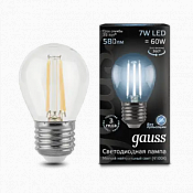 105802207 Лампа Gauss LED Filament Globe E27 7W 4100K